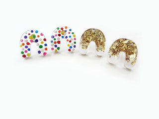 Mini Resin Earrings | Gold Glitter Earrings | niji