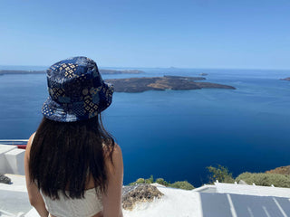 Japanese indigo patchwork reversible hat