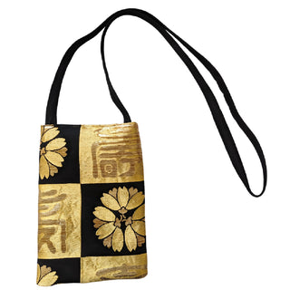 Silk Vintage Japanese Kimono Bag/Cross Body/Black Gold