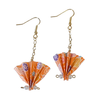 Japanese Origami Earrings / Orange Fun