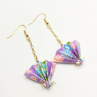 Japanese Origami Earrings / Purple Fun