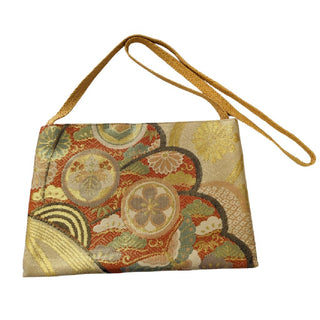 Silk Vintage Japanese Kimono Bag/ Gold Orange / Cross Body