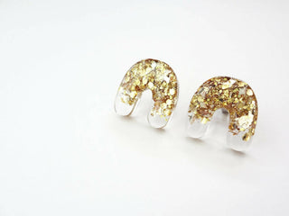 Mini Resin Earrings | Gold Glitter Earrings | niji